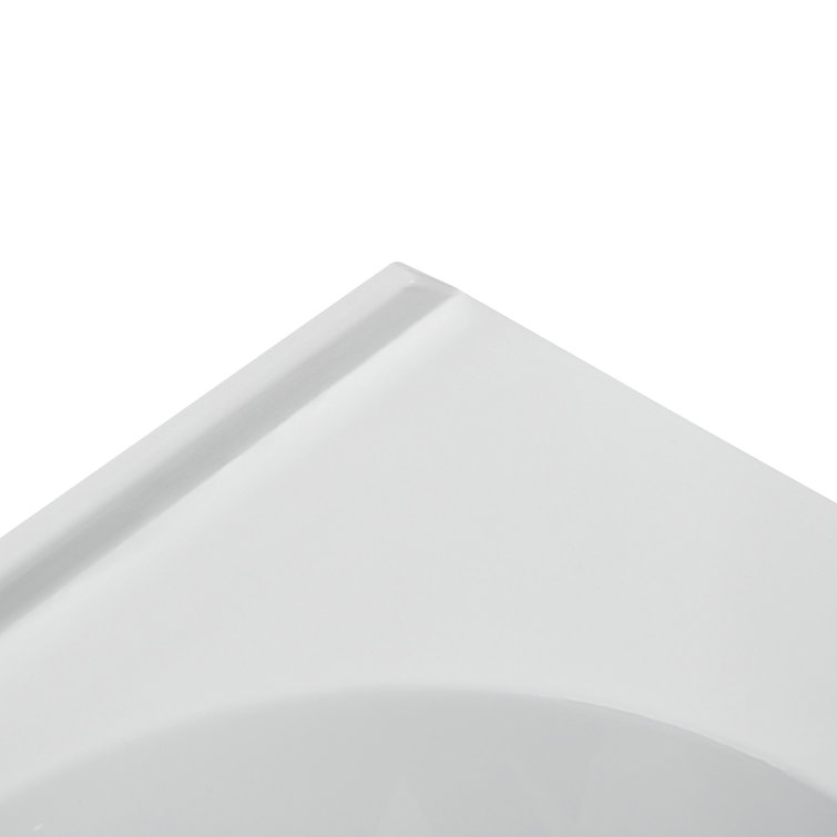 60-Inch Glossy White Acrylic Alcove Bathtub with Polished Brass Drain