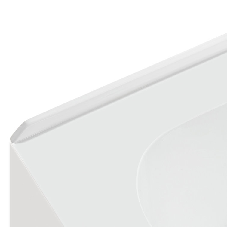 60-Inch Glossy White Acrylic Alcove Bathtub with Polished Brass Drain