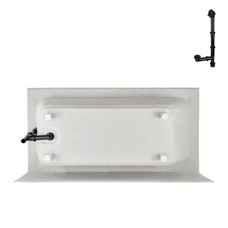 Glossy White Rectangular Acrylic Alcove Bathtub with Matte Black Trim