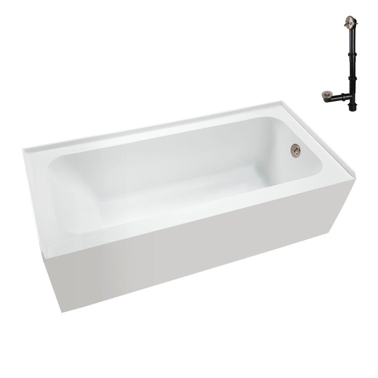 60-Inch Glossy White Acrylic Alcove Bathtub with Right-Hand Drain