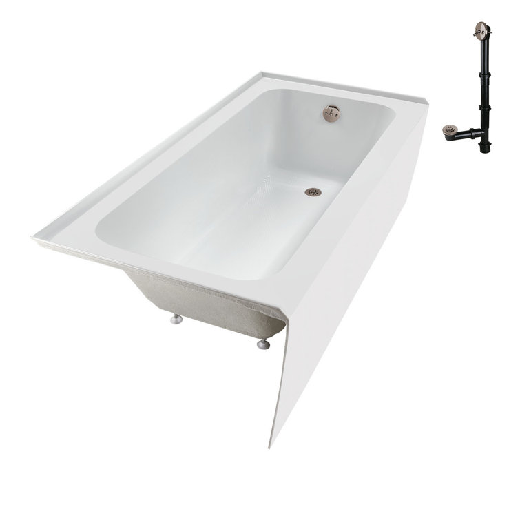 60-Inch Glossy White Acrylic Alcove Bathtub with Right-Hand Drain