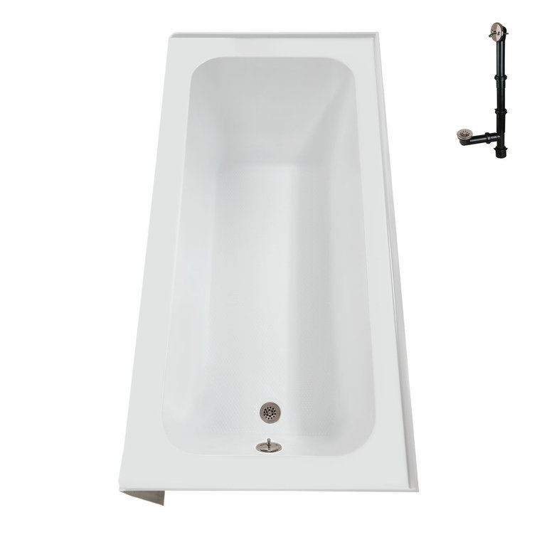 60-Inch Glossy White Acrylic Alcove Bathtub with Right-Hand Drain