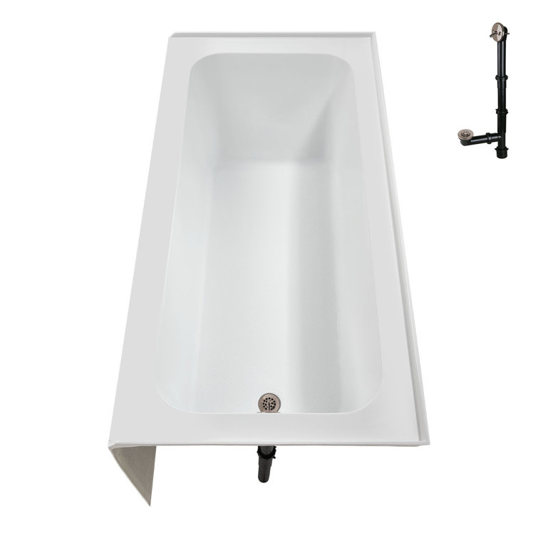 60-Inch Glossy White Acrylic Alcove Bathtub with Right-Hand Drain