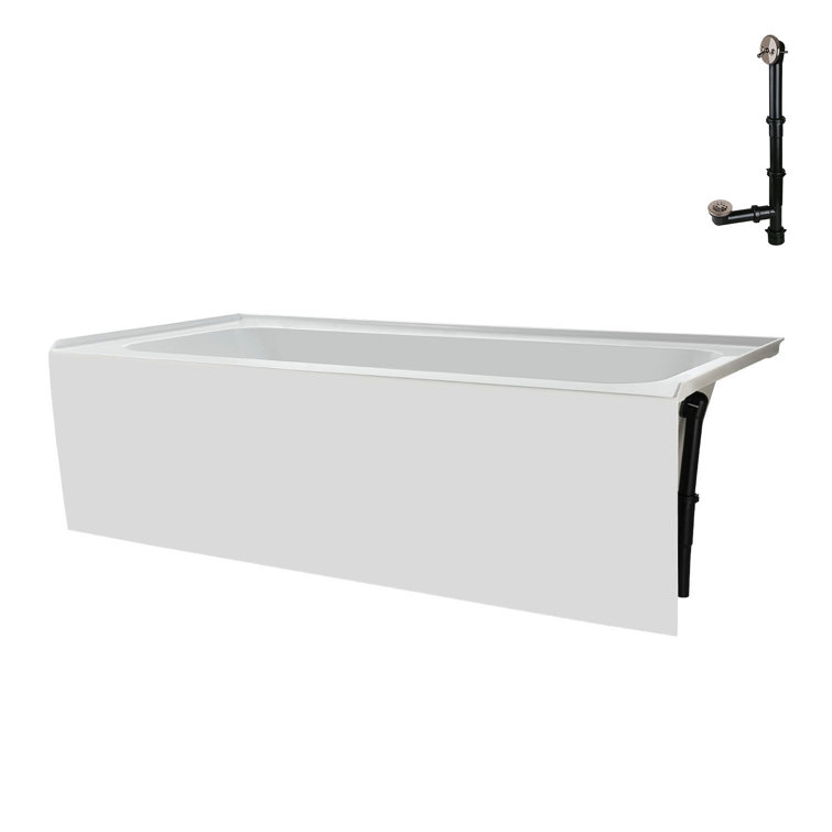 60-Inch Glossy White Acrylic Alcove Bathtub with Right-Hand Drain