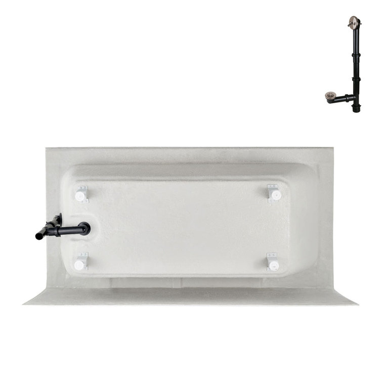 60-Inch Glossy White Acrylic Alcove Bathtub with Right-Hand Drain