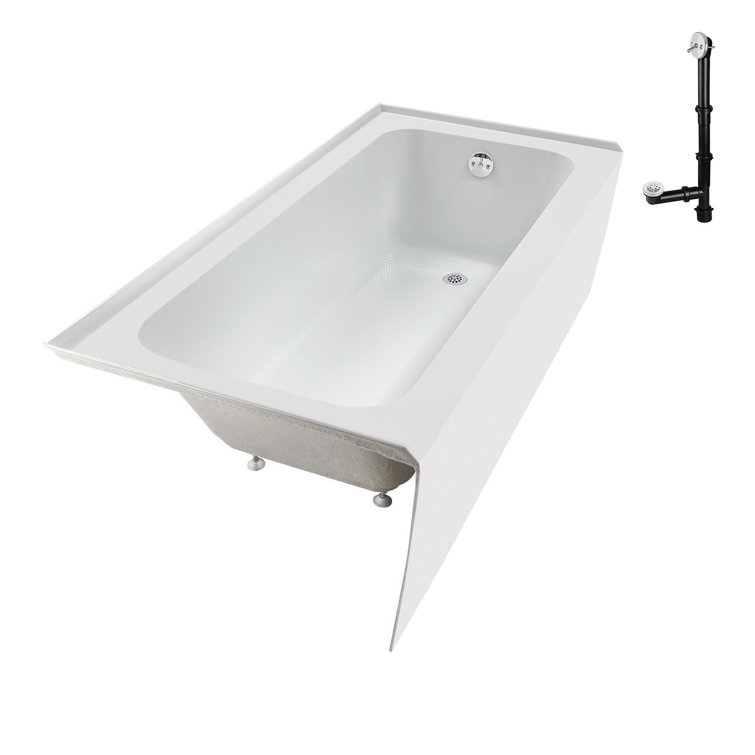 66-Inch Glossy White Acrylic Alcove Bathtub with Right-Hand Drain
