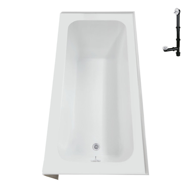 66-Inch Glossy White Acrylic Alcove Bathtub with Right-Hand Drain