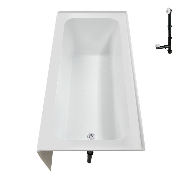 66-Inch Glossy White Acrylic Alcove Bathtub with Right-Hand Drain