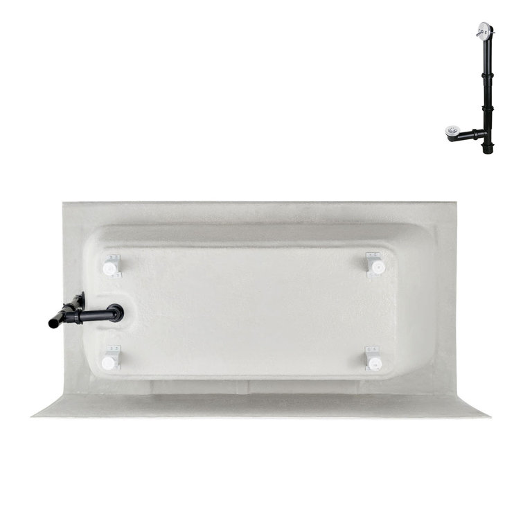 66-Inch Glossy White Acrylic Alcove Bathtub with Right-Hand Drain