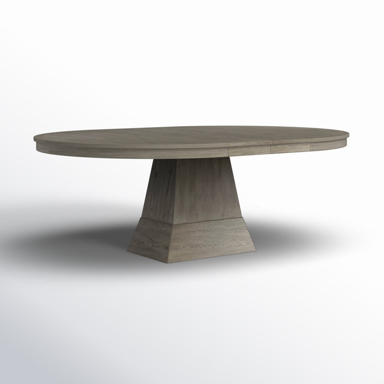 Gray Round Extendable Wood Dining Table for Six