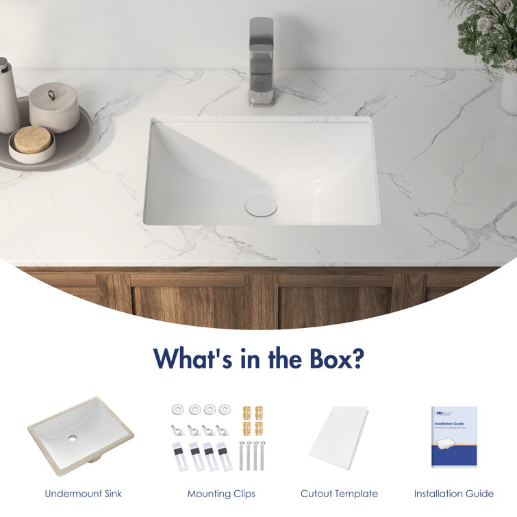 Denbigh 18" White Ceramic Rectangular Undermount Bathroom Sink