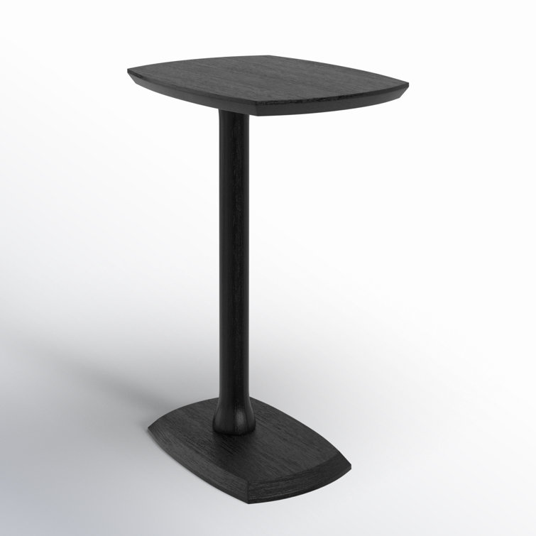 Black Mango Wood C-Shaped End Table