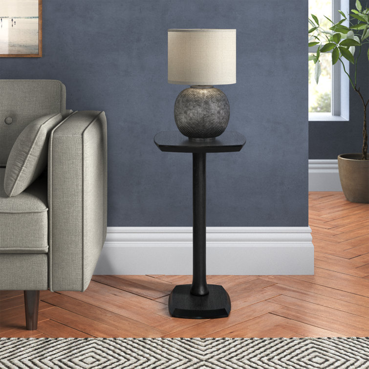 Black Mango Wood C-Shaped End Table