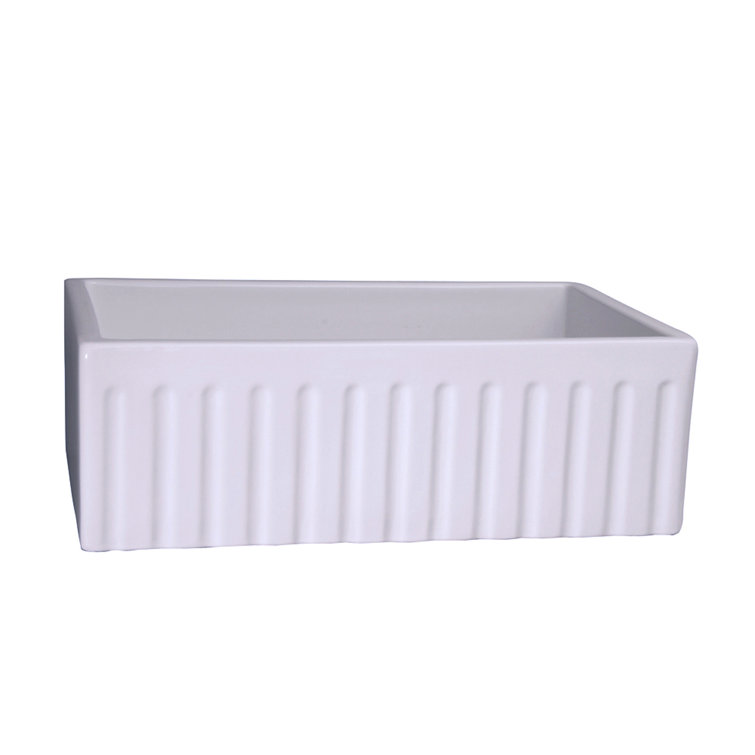 White Fireclay 30'' Fluted Farmhouse Kitchen Sink