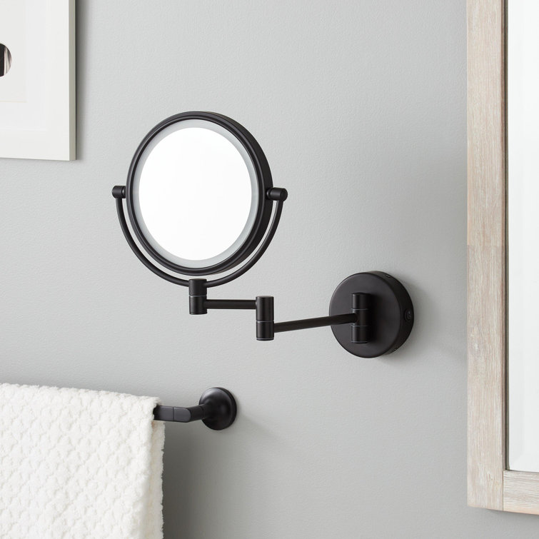 Satin Black Round Magnifying LED Wall Mirror