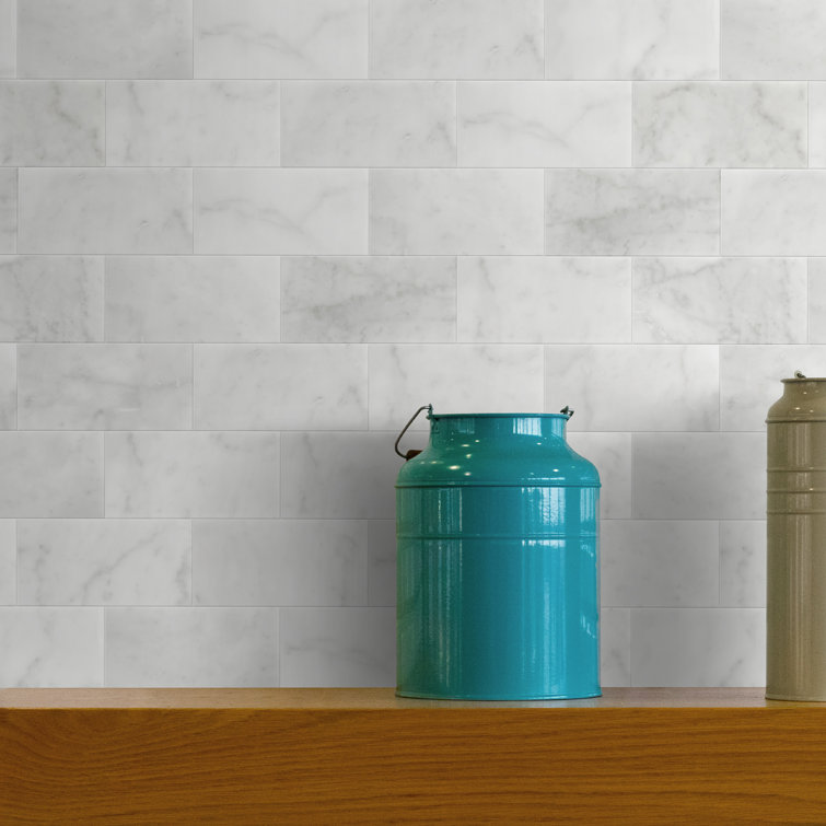 Carrara White Marble Peel and Stick Subway Tile Sheets