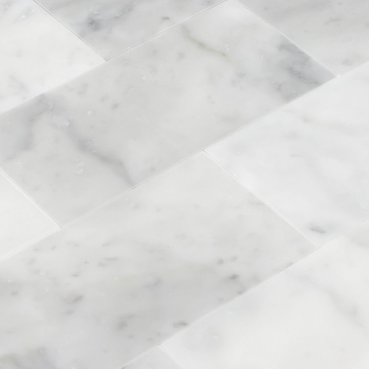 Carrara White Marble Peel and Stick Subway Tile Sheets