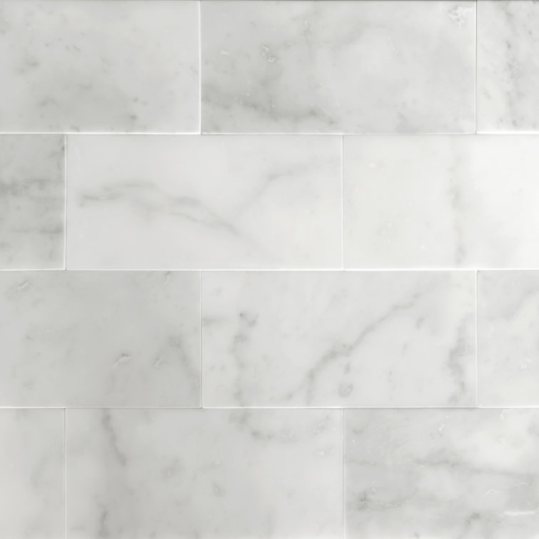 Carrara White Marble Peel and Stick Subway Tile Sheets