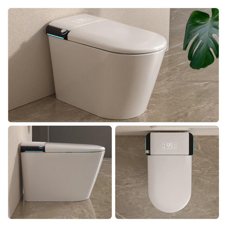 White High Efficiency Elongated Smart Bidet Toilet