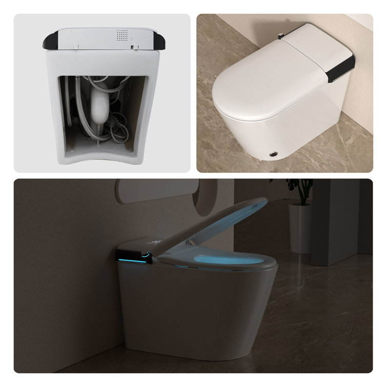 White High Efficiency Elongated Smart Bidet Toilet
