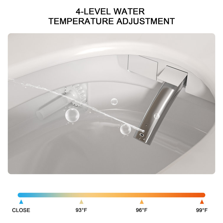 White High Efficiency Elongated Smart Bidet Toilet