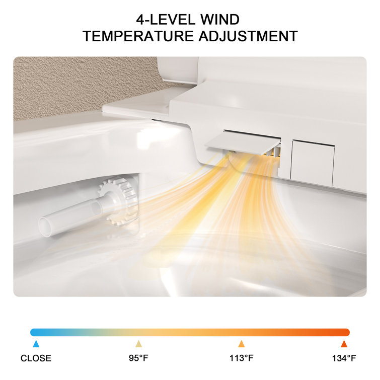 White High Efficiency Elongated Smart Bidet Toilet