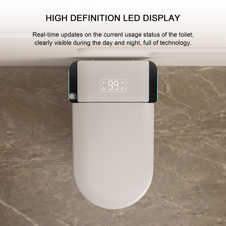 White High Efficiency Elongated Smart Bidet Toilet