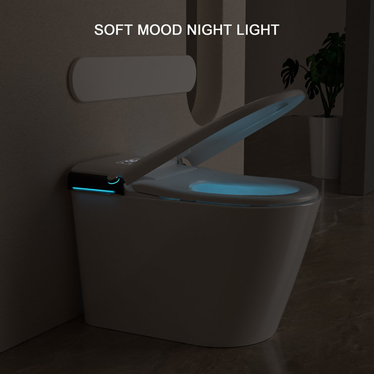 White High Efficiency Elongated Smart Bidet Toilet