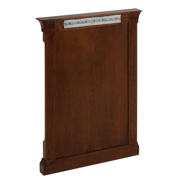 Antique Coffee Mahogany Rectangular Bathroom Mirror with Beveled Glass