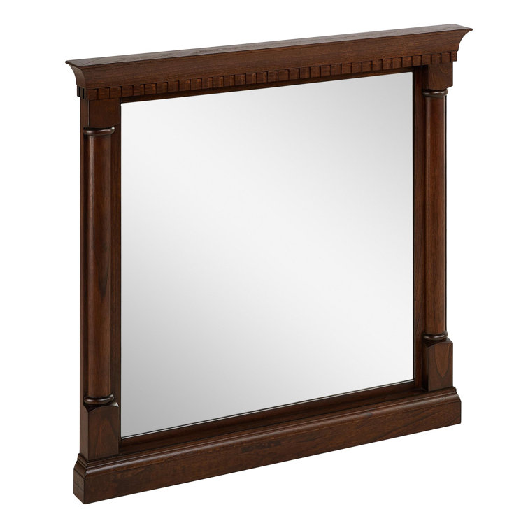 Antique Coffee Mahogany Rectangular Framed Bathroom Wall Mirror