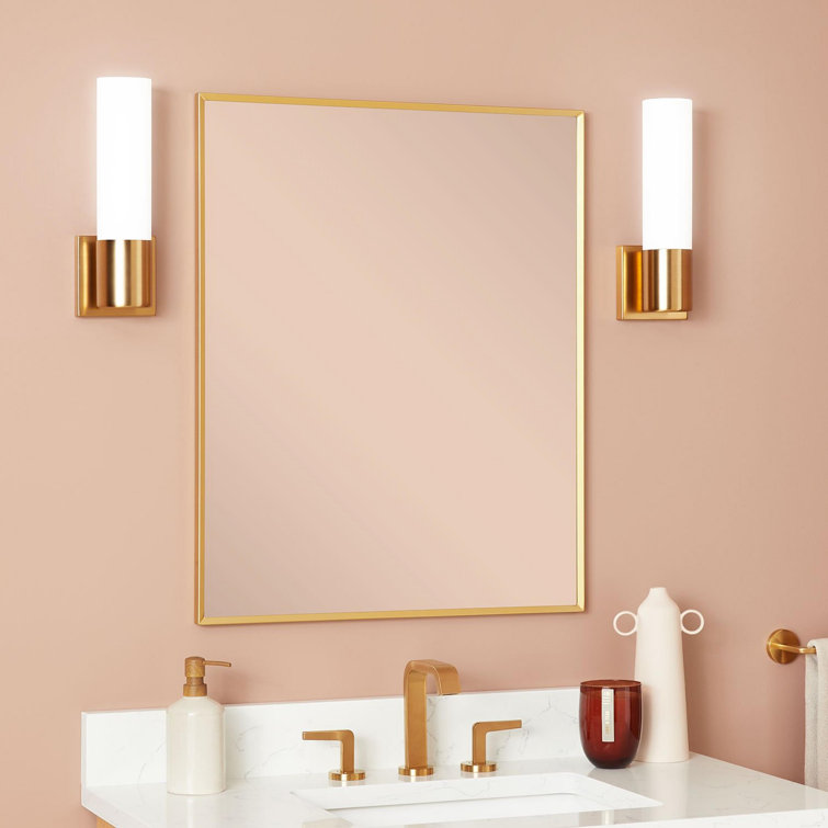 Satin Gold Rectangular Bathroom Wall Mirror