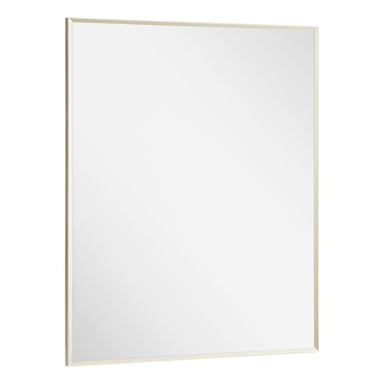 Satin Nickel Rectangular Bathroom Wall Mirror with Thin Metal Frame