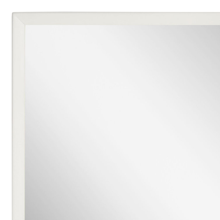 Satin White Rectangular Metal Framed Bathroom Mirror