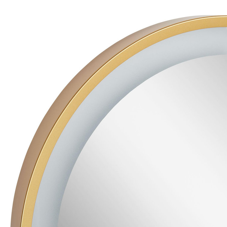 Satin Gold Oval LED Bathroom Mirror with Black Frame