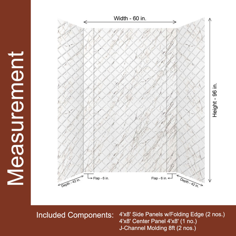 Argyle Marble PVC Glue-Up Tub and Shower Wall Panels
