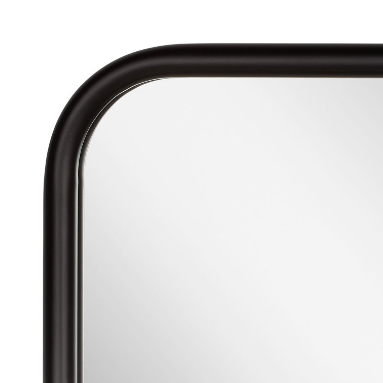 Matte Black Iron Framed Bathroom Vanity Mirror with Shelf
