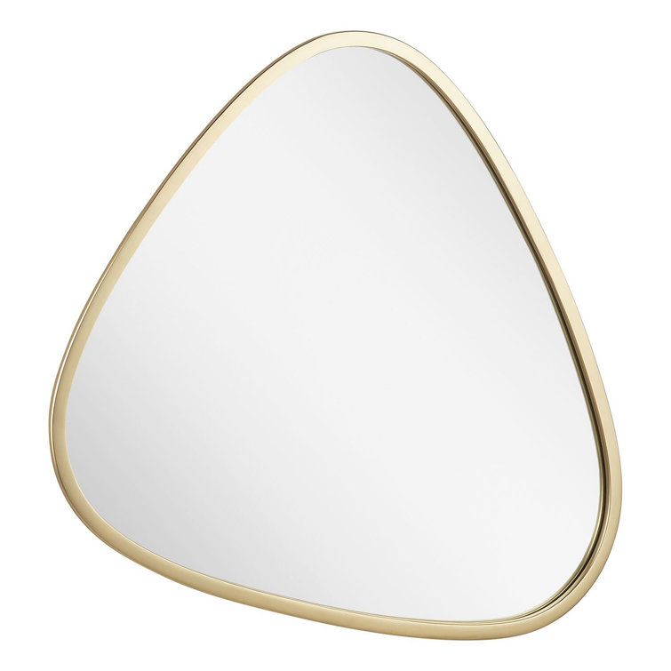 Satin Brass Triangular Iron Framed Bathroom Vanity Mirror