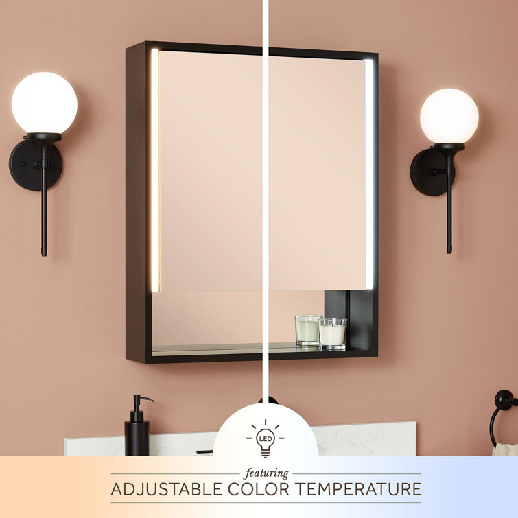 Matte Black Framed LED Lighted Rectangular Medicine Cabinet