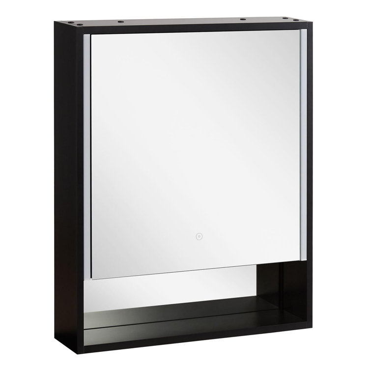 Matte Black Framed LED Lighted Rectangular Medicine Cabinet