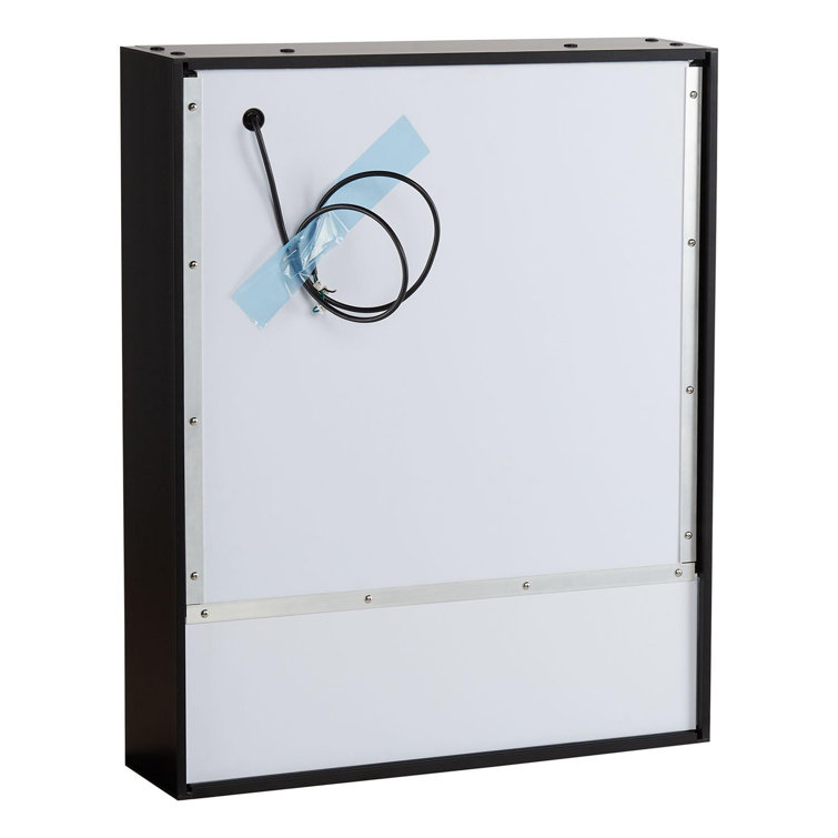 Matte Black Framed LED Lighted Rectangular Medicine Cabinet