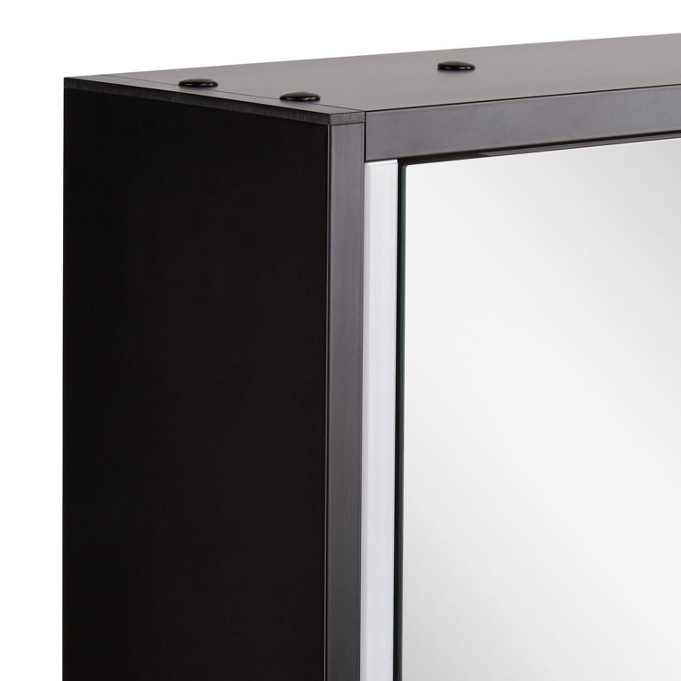 Matte Black Framed LED Lighted Rectangular Medicine Cabinet