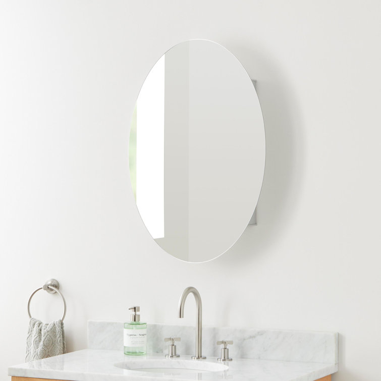 Montrese Frameless Oval Medicine Cabinet with Flat Mirror