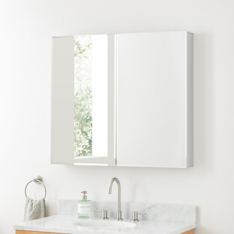 Vinodel 31.88" x 36" Clear Glass Single Door Medicine Cabinet