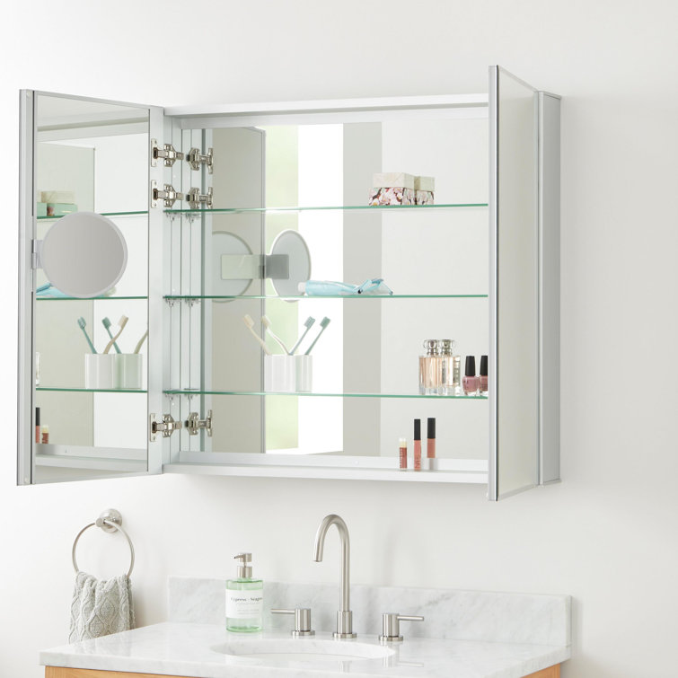 Vinodel 31.88" x 36" Clear Glass Single Door Medicine Cabinet
