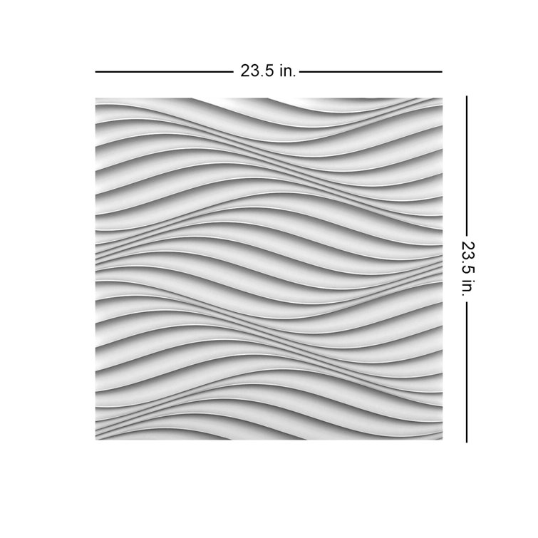 Wave Pattern 2ft x 2ft White Glue-up Wall Panel Pack