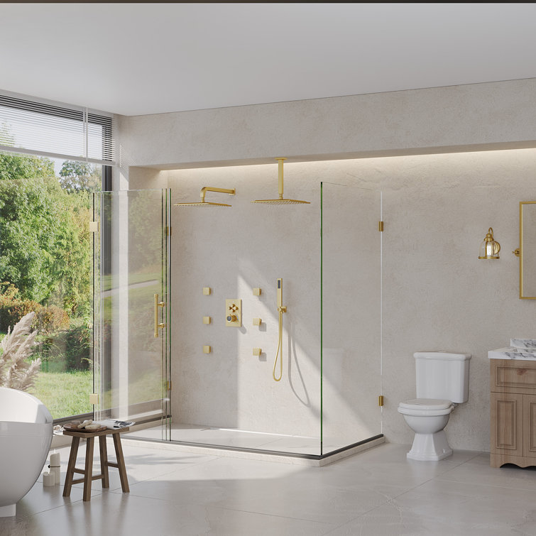 DualJetSpa 12" Gold Dual Shower Head with Body Jets