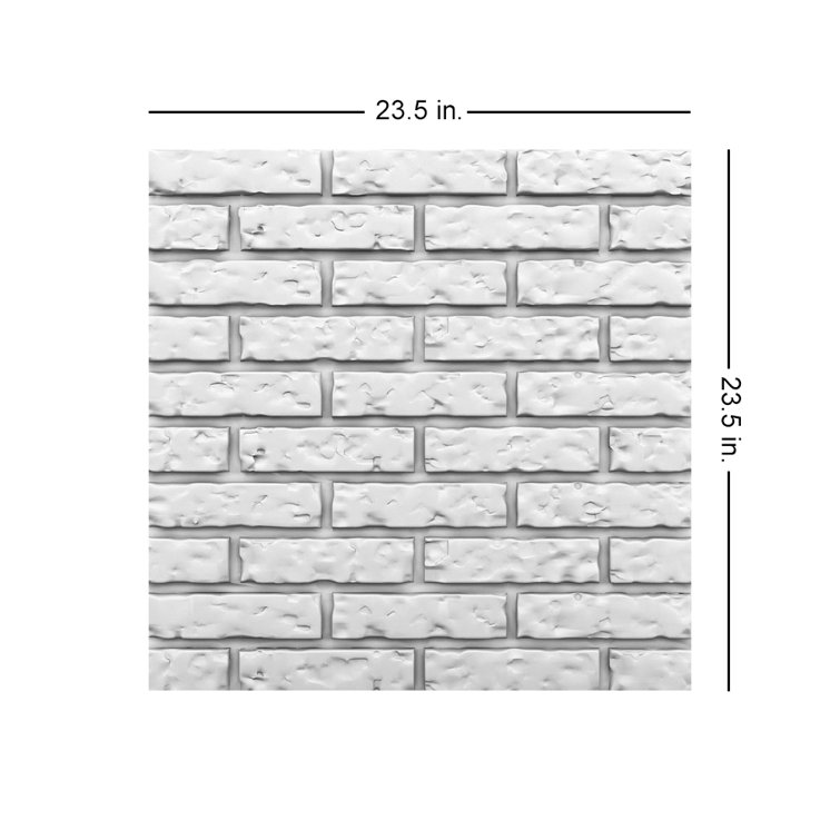 Plain White 24" x 24" 3D Faux Brick Wall Panels