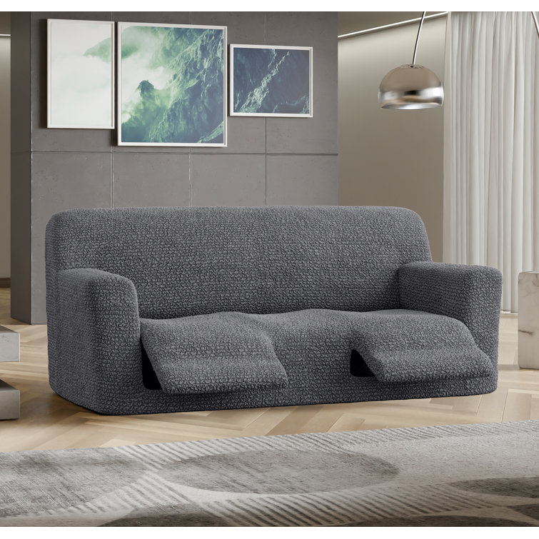 Dark Gray Stretchable Polyester Recliner Sofa Slipcover