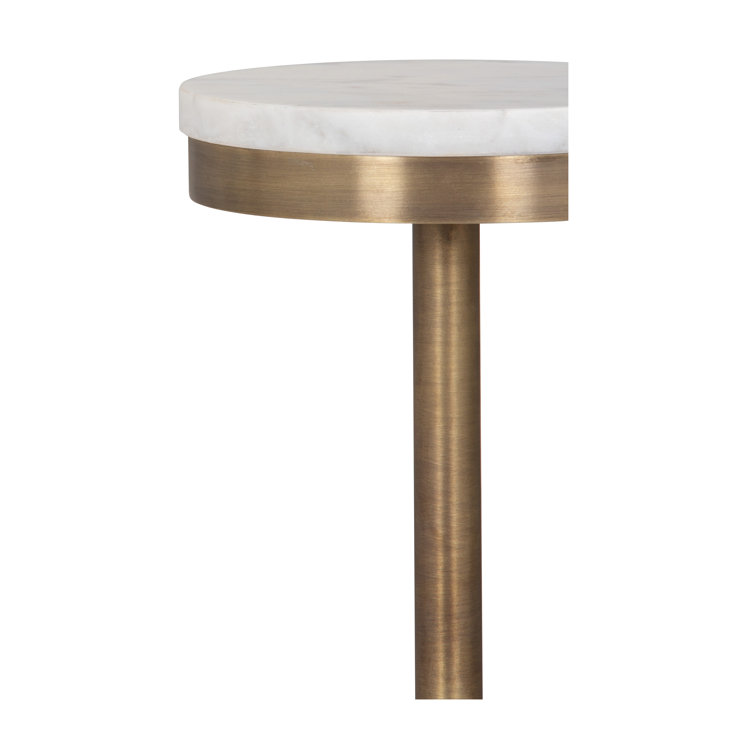 White Marble and Brass Round Drink Table