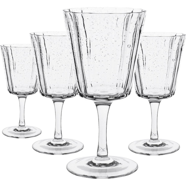 Clear Hand-Blown 9.1 oz Wine Glass Set of 4